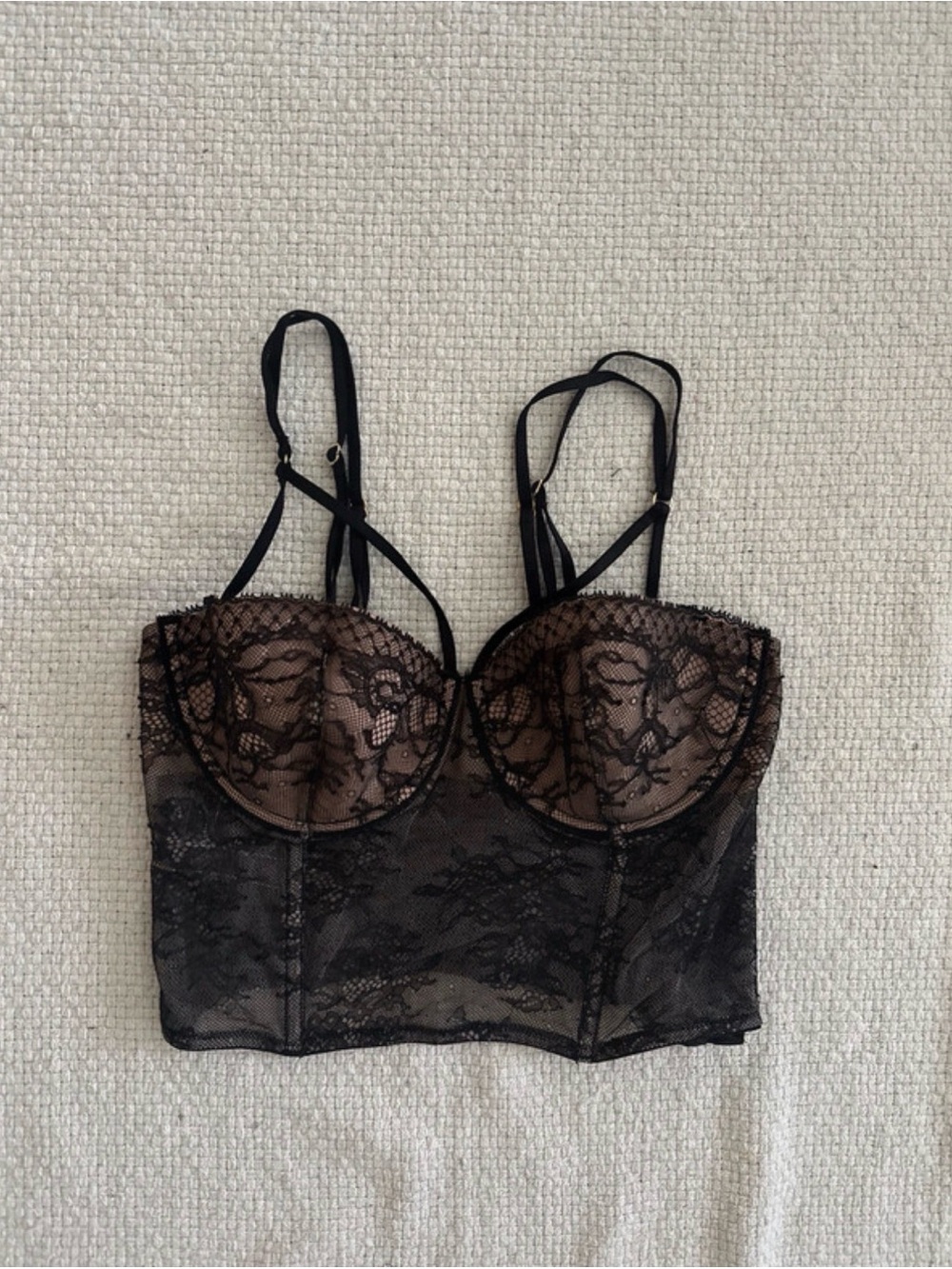 Victoria's Secret Black Lace Longline Bustier Camisole